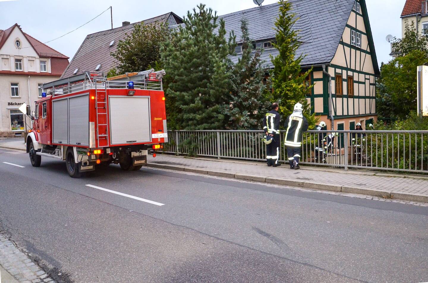 Hilfloser Schwan im Garten Dresdener Straße Feuerwehr